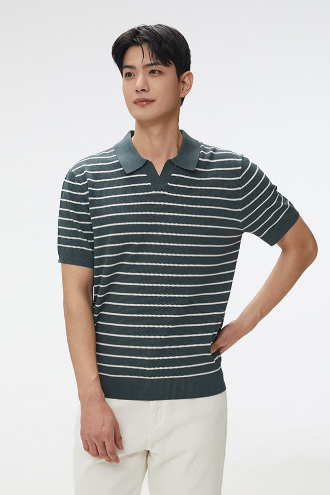 Men Short Sleeve Knit Polo Shirt