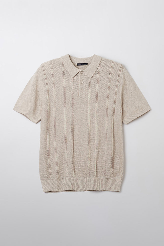 Men Short Sleeve Collar Knit