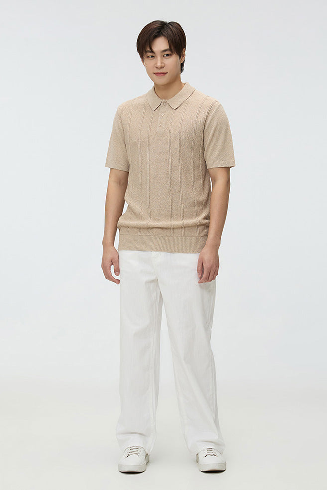 Men Short Sleeve Collar Knit