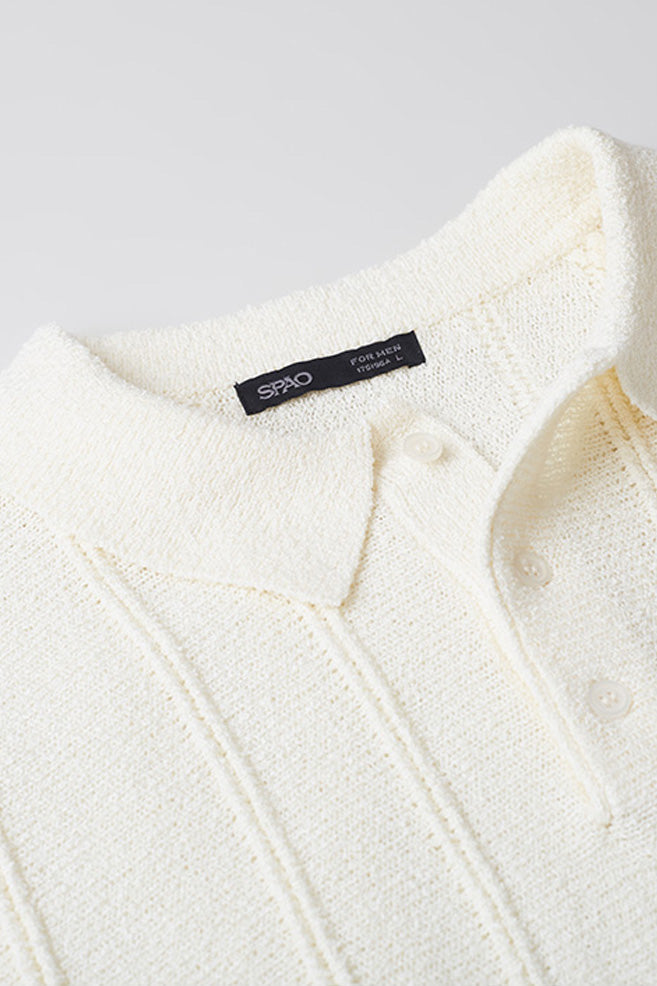 Men Short Sleeve Collar Knit