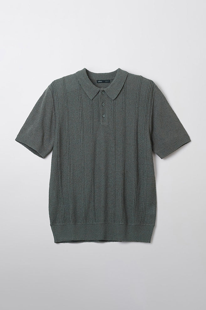 Men Short Sleeve Collar Knit