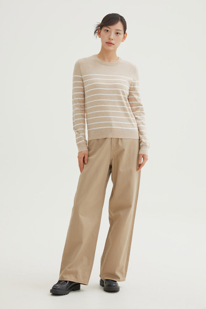 Women Long Sleeve Soft Yarn Round Neck Knitwear