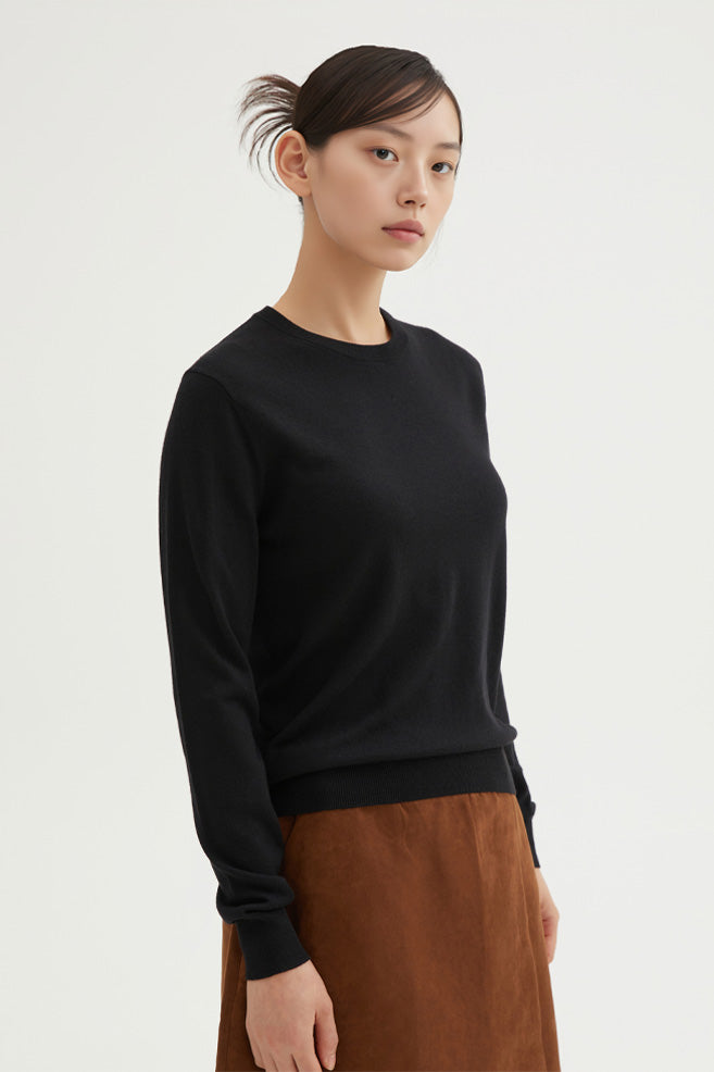Women Long Sleeve Merino Round Neck Knitwear