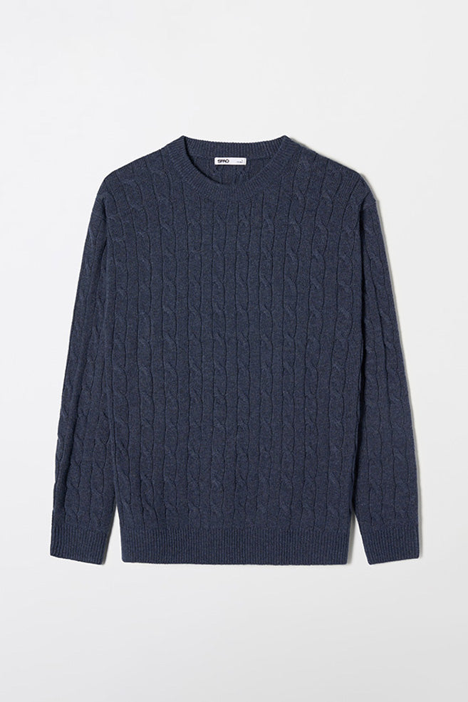 Men Long Sleeve Cable Sweater