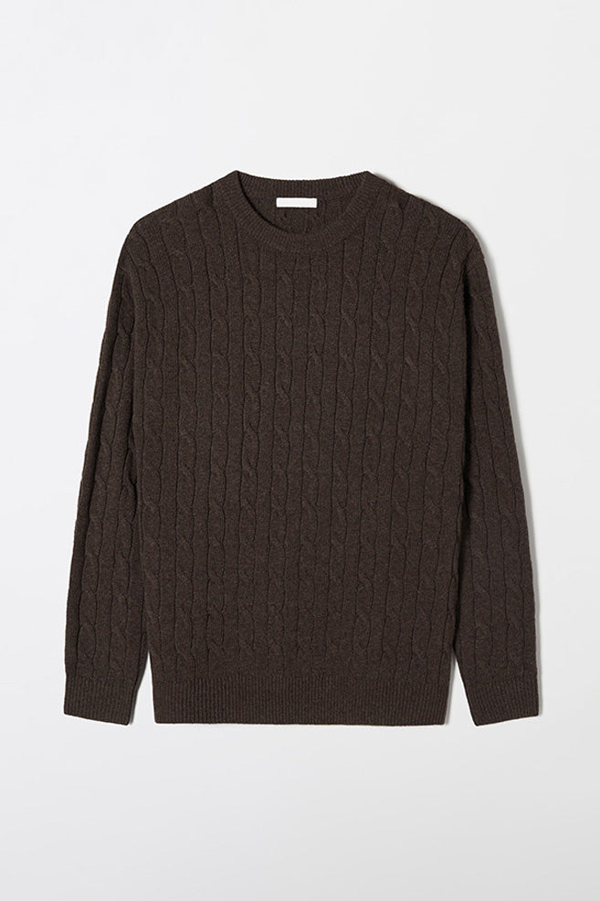 Men Long Sleeve Cable Sweater