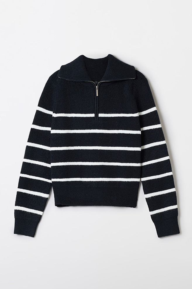 Women Long Sleeve Soft Yarn Half Zip Sweater
