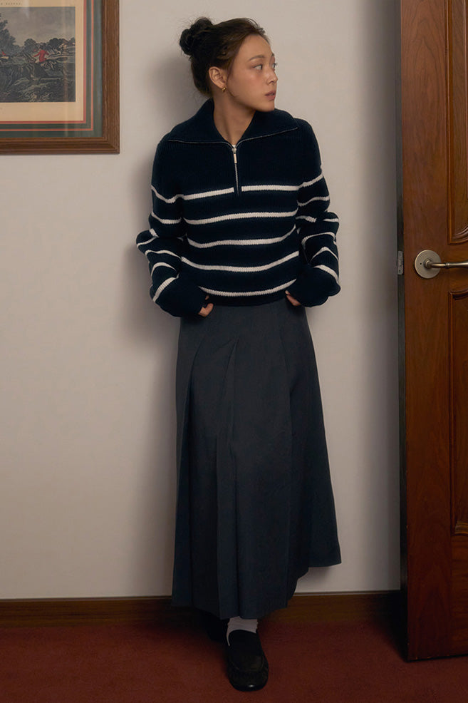 Women Long Sleeve Soft Yarn Half Zip Sweater