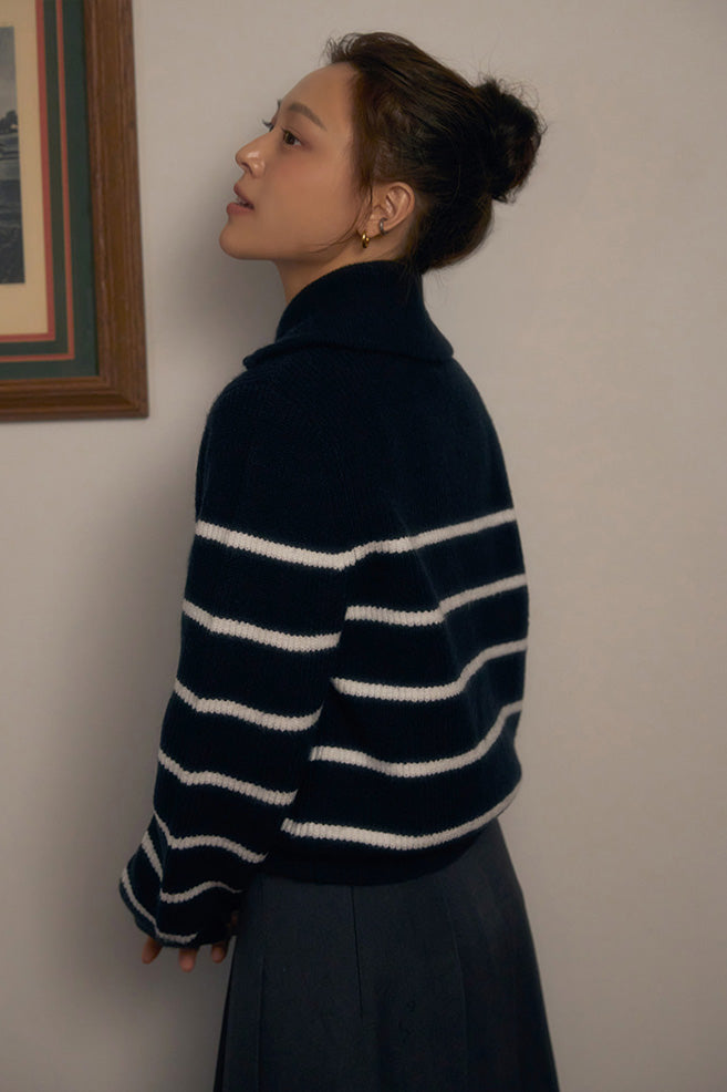 Women Long Sleeve Soft Yarn Half Zip Sweater