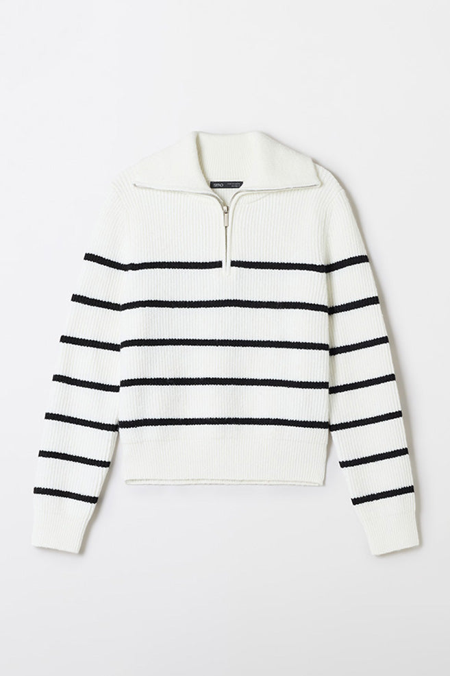 Women Long Sleeve Soft Yarn Half Zip Sweater