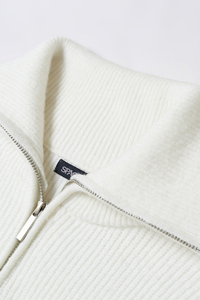 Women Long Sleeve Soft Yarn Half Zip Sweater