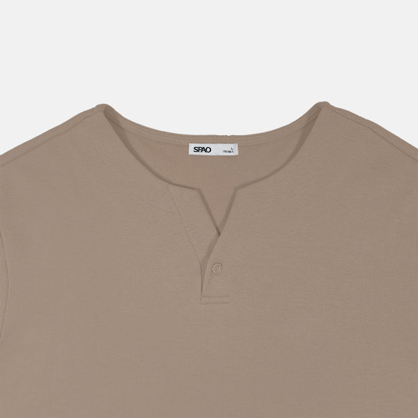 SPAO Men Short Sleeve Waffle Tee SPLCF13C05 Light Khaki