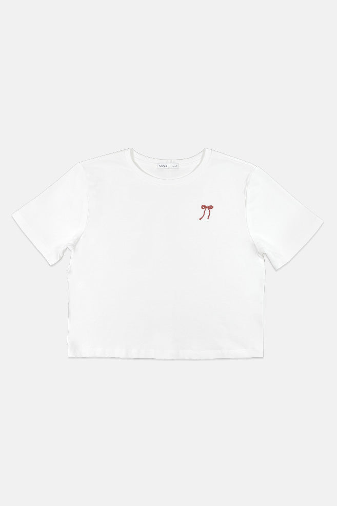 Women Short Sleeve Ribbon Tee