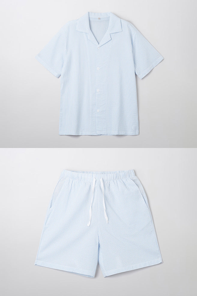 Men Short Sleeve Seersucker Pyjamas