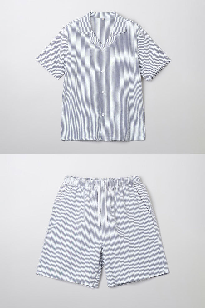 Men Short Sleeve Seersucker Pyjamas