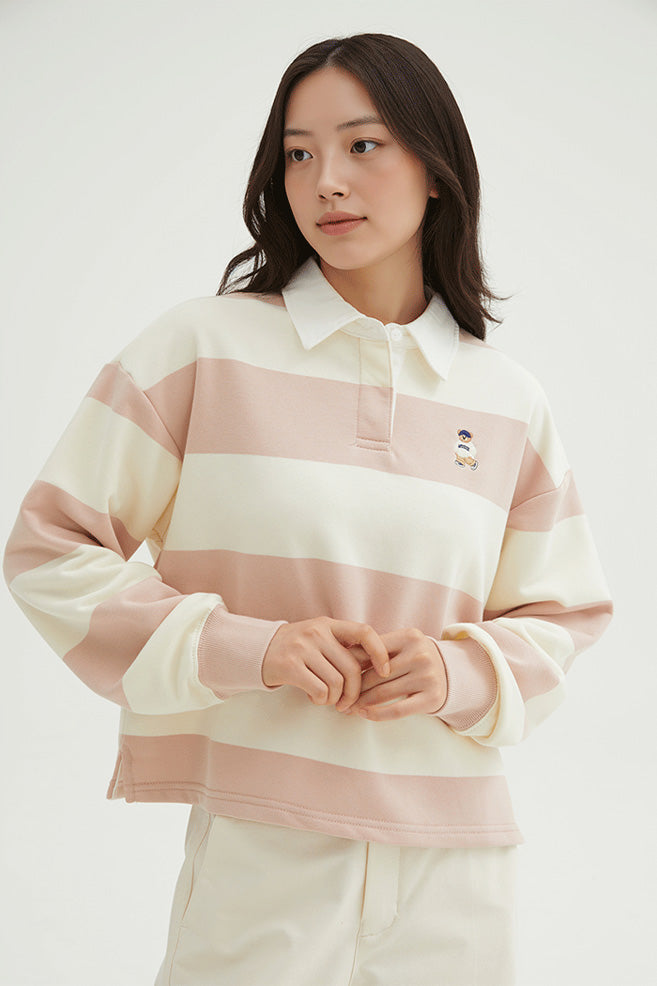 Women Long Sleeve Woodie Crop Sweatshirt