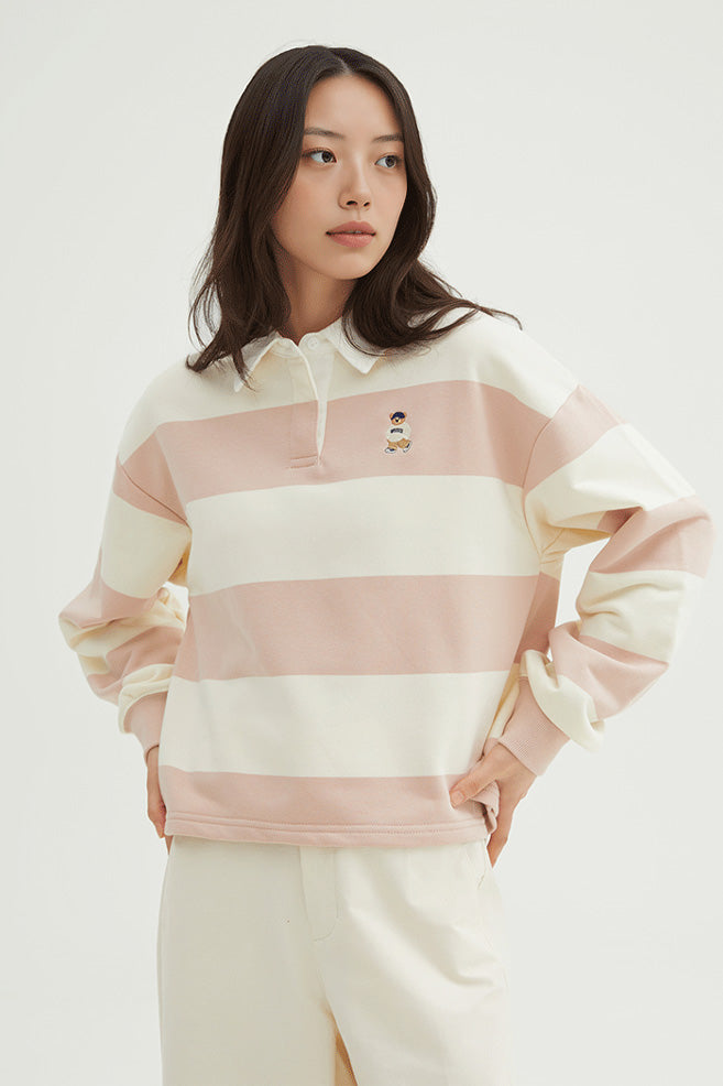 Women Long Sleeve Woodie Crop Sweatshirt