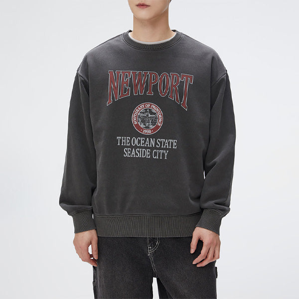 SPAO Men Long Sleeve Newport Pullover SPMWF12C53 Charcoal