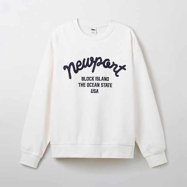 SPAO Men Long Sleeve Embroidered Pullover SPMWF23C61 Light Melange GR