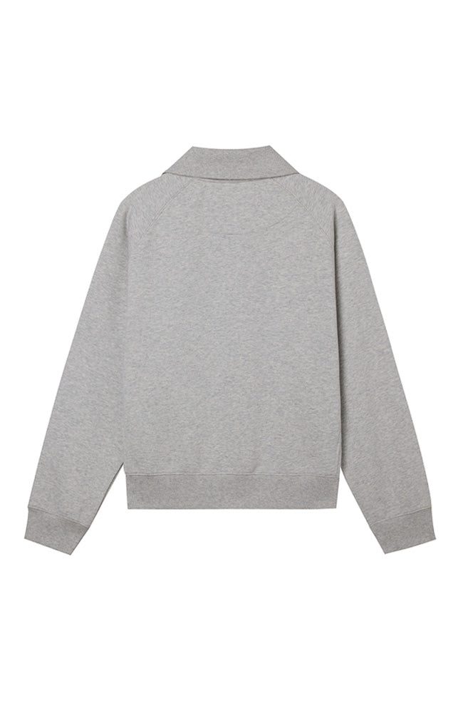 Women Long Sleeve Semi Zip-Up Sweatshirt