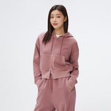 SPAO Women Long Sleeve Crop Zipup Hoodie SPMZF23G05 D/Pink