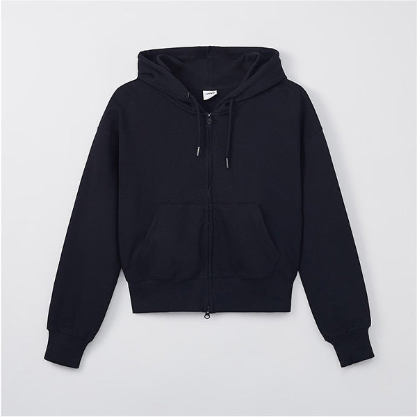 SPAO Women Long Sleeve Semi Crop Hoodie SPMZF24G15 Black