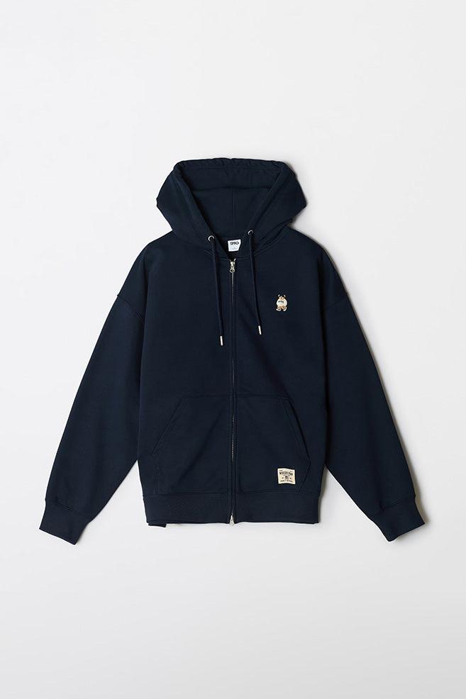 Men Long Sleeve Woodie Embroidery Zip-Up Hoodie