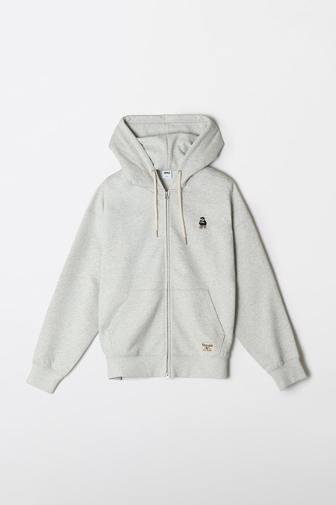 Men Long Sleeve Woodie Embroidery Zip-Up Hoodie