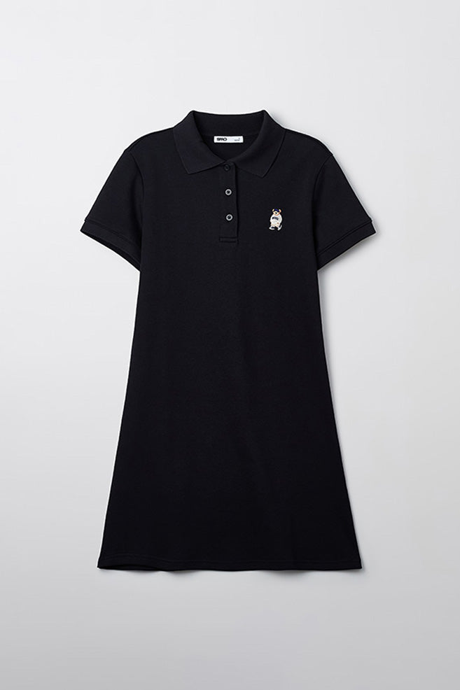 Women Short Sleeve Woodie Collared Dress