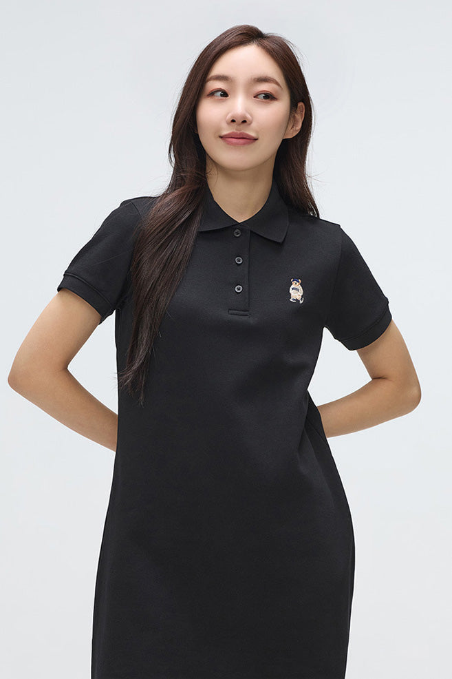 Women Short Sleeve Woodie Collared Dress