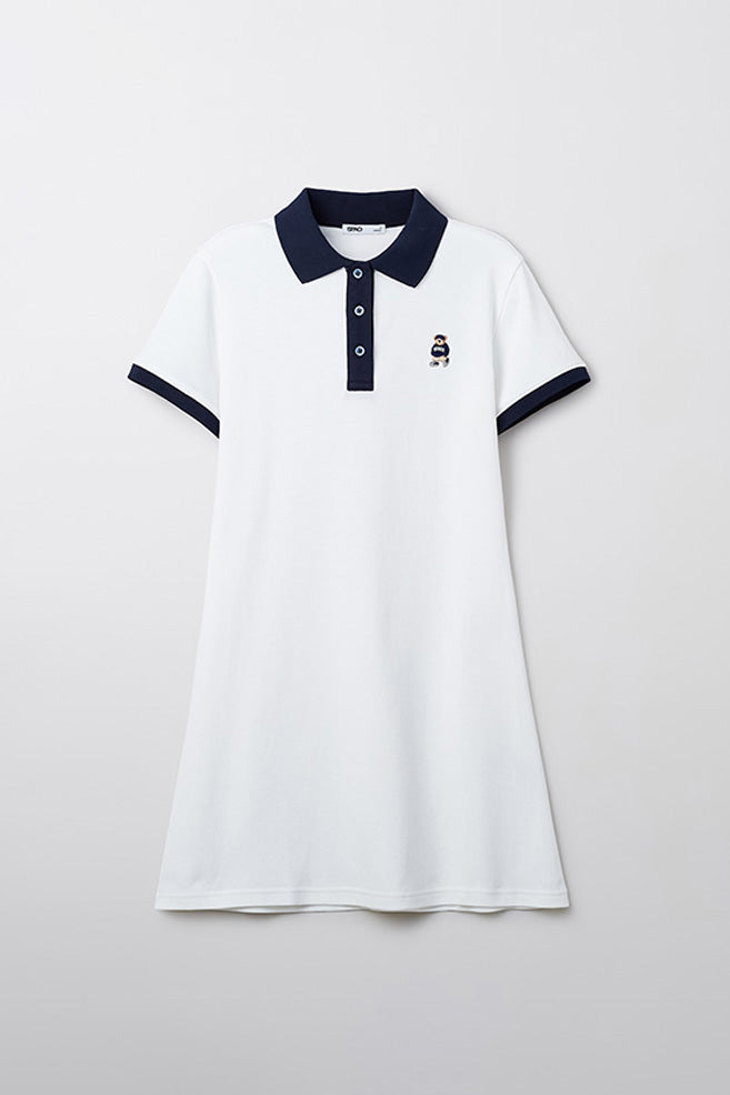 Women Short Sleeve Woodie Collared Dress