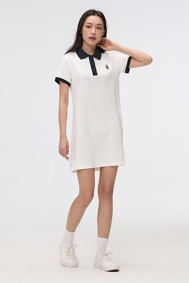 Women Short Sleeve Woodie Collared Dress