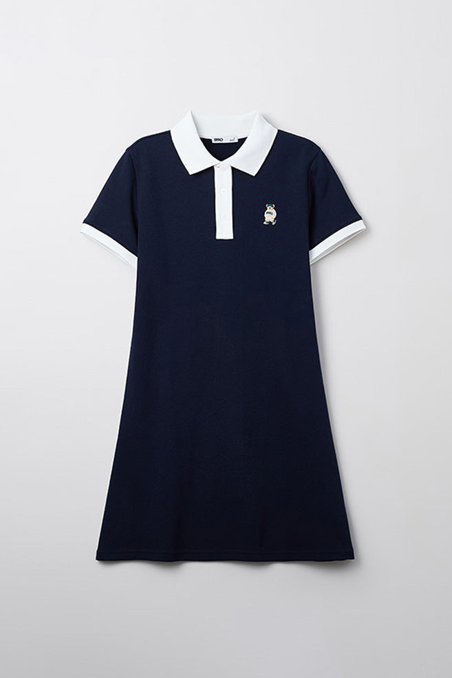 Women Short Sleeve Woodie Collared Dress