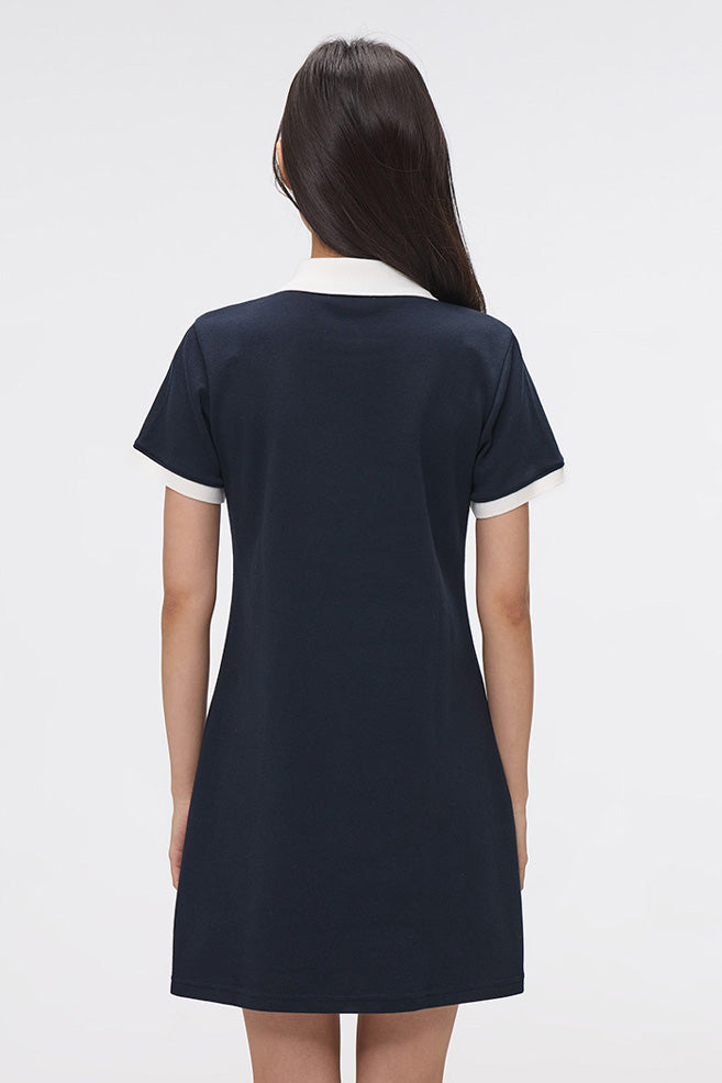 Women Short Sleeve Woodie Collared Dress