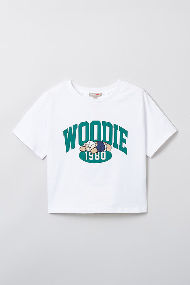 SPAO Women Short Sleeve Woodie Crop Tee