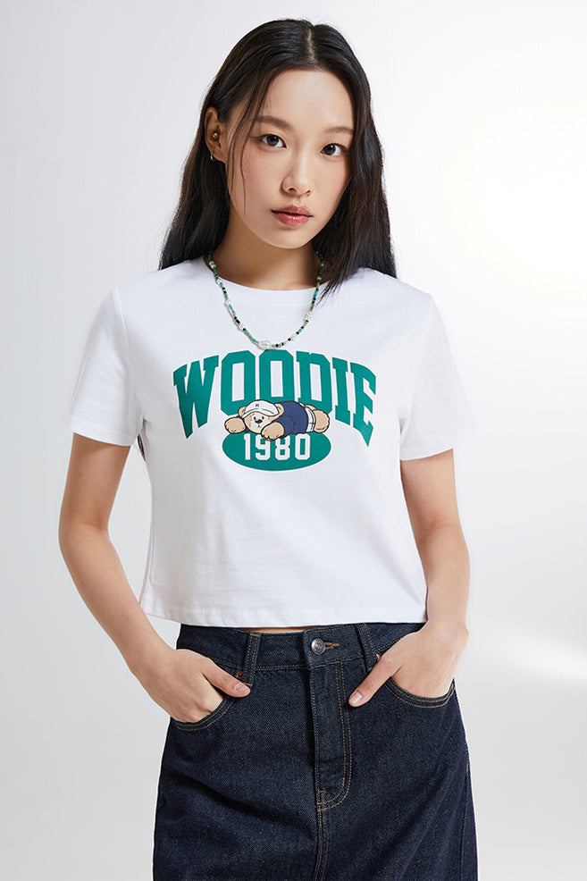 SPAO Women Short Sleeve Woodie Crop Tee