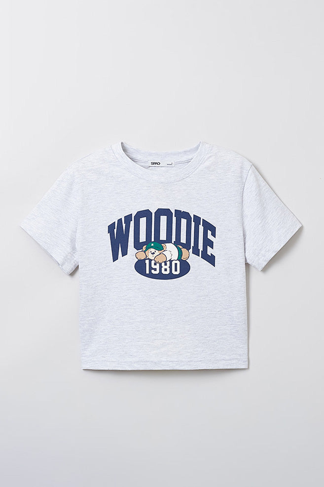 SPAO Women Short Sleeve Woodie Crop Tee