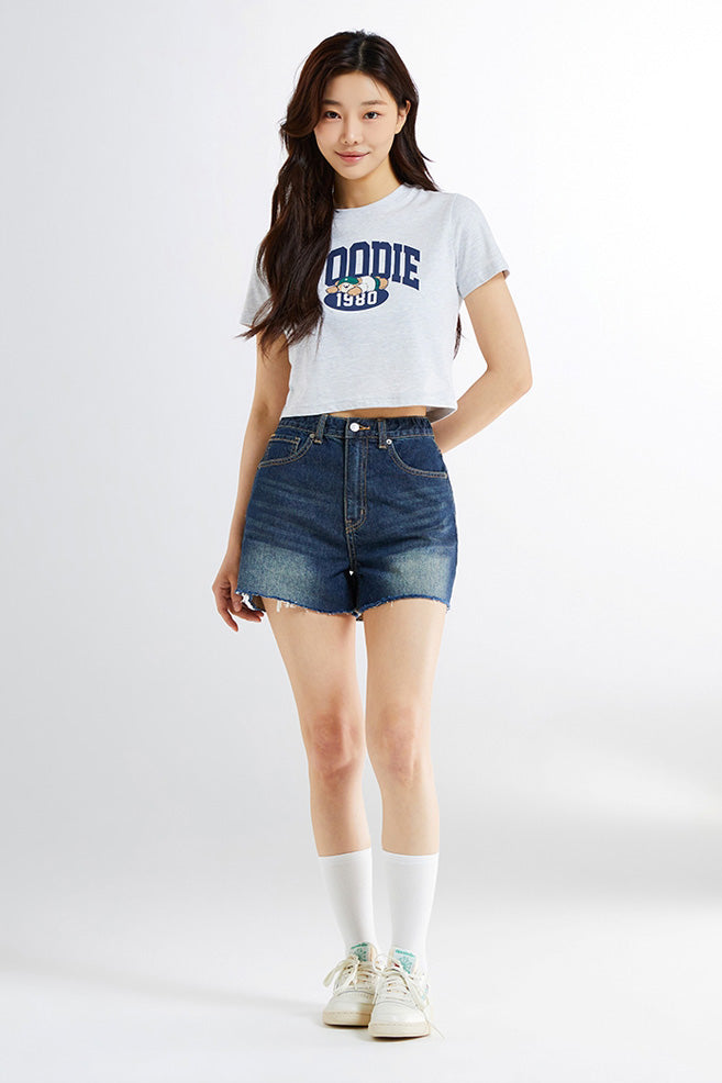 SPAO Women Short Sleeve Woodie Crop Tee