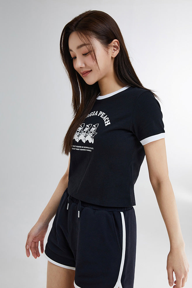 SPAO Women Short Sleeve Bread Girl Crop Tee