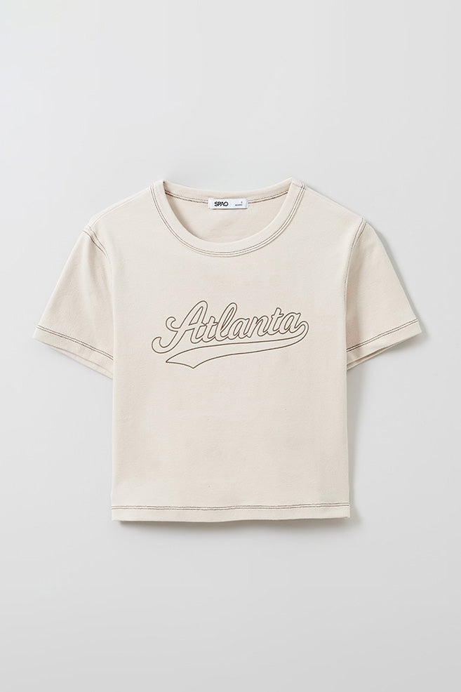 SPAO Women Short Sleeve Atlanta Crop Tee