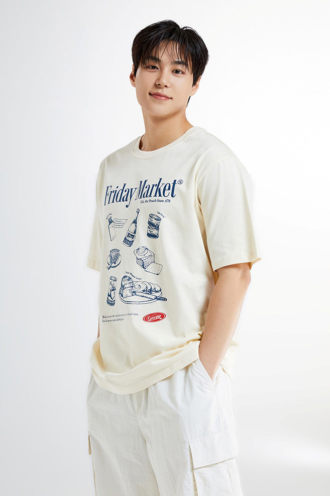 SPAO Men Short Sleeve Friday Market Tee