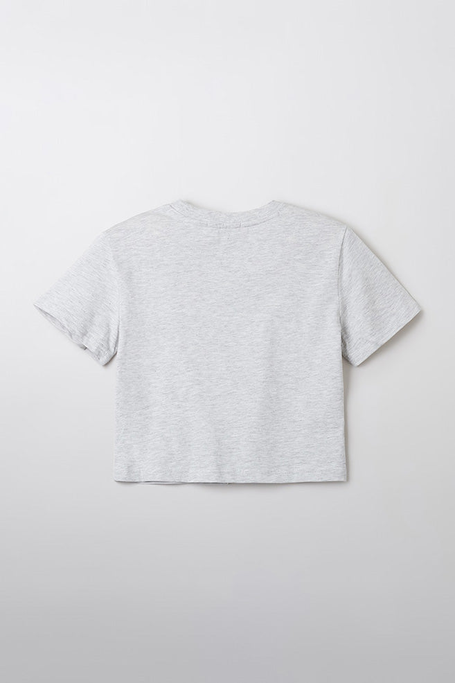 Women Short Sleeve Woodie Embroidered Crop Tee