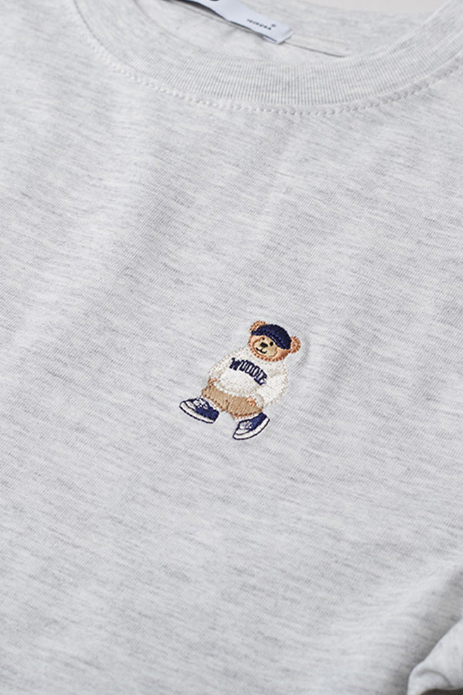 Women Short Sleeve Woodie Embroidered Crop Tee