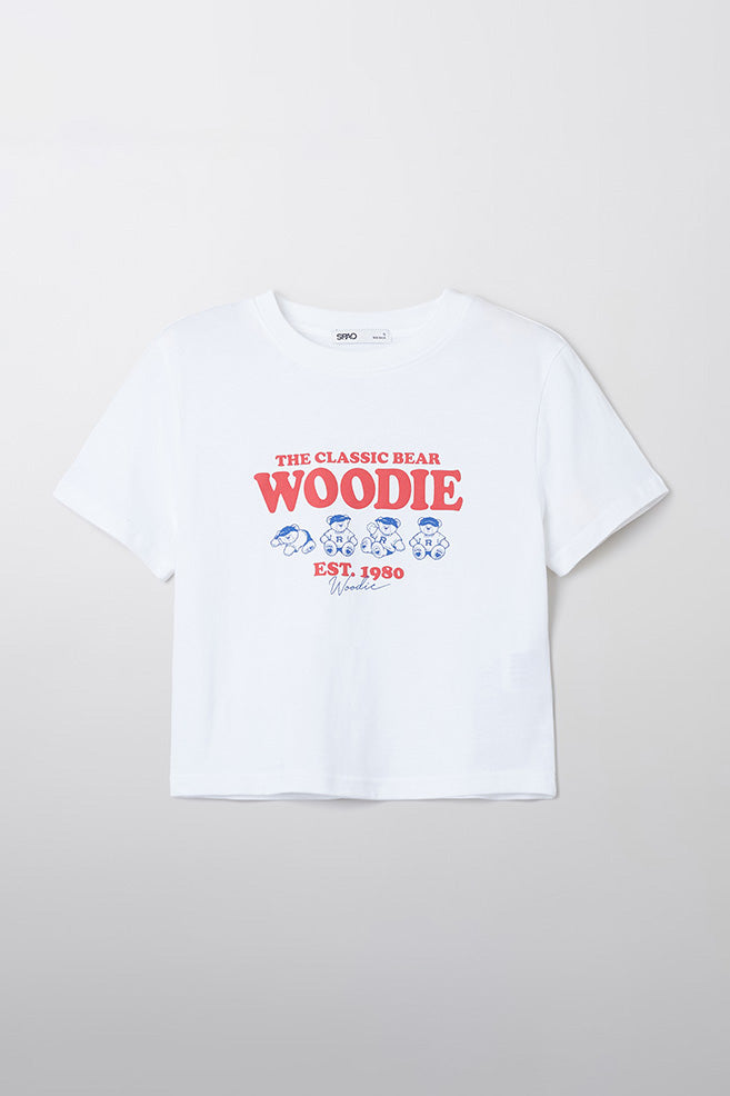 SPAO Women Short Sleeve Woodie Crop T Shirt