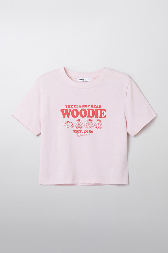SPAO Women Short Sleeve Woodie Crop T Shirt