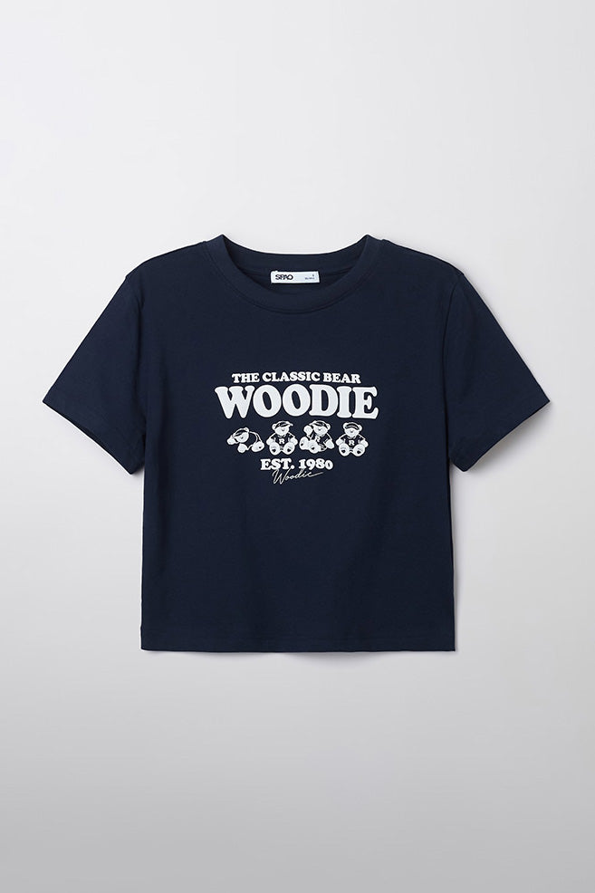 SPAO Women Short Sleeve Woodie Crop T Shirt
