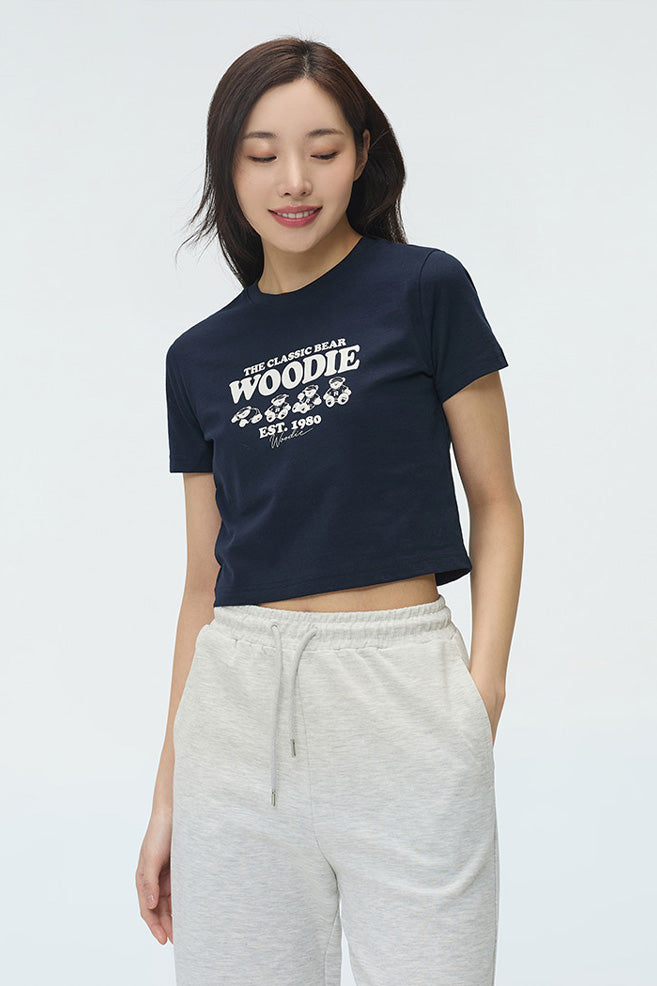 SPAO Women Short Sleeve Woodie Crop T Shirt