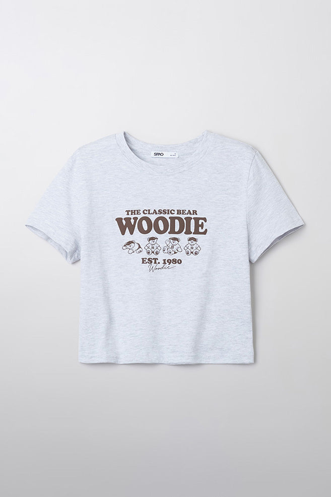 SPAO Women Short Sleeve Woodie Crop T Shirt