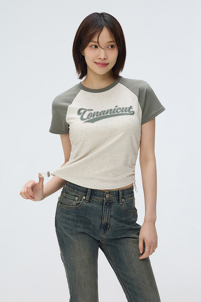 SPAO Women Short Sleeve Raglan Crop Tee