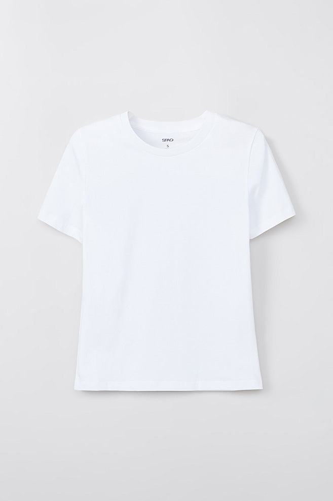 Women Short Sleeve Semi Crop Tee