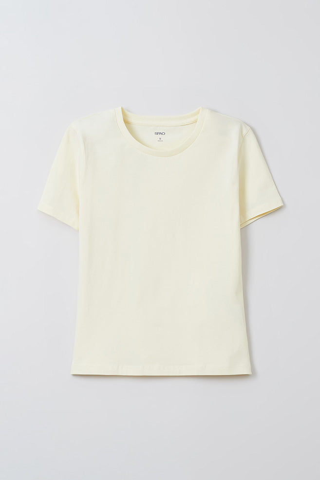 Women Short Sleeve Semi Crop Tee